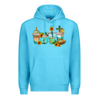 Ocean Blue jesus coffee cups Premium Hoodie - AdoDesignShop