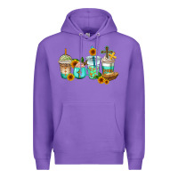Purple jesus coffee cups Premium Hoodie - AdoDesignShop