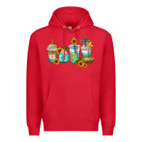 Red jesus coffee cups Premium Hoodie - AdoDesignShop