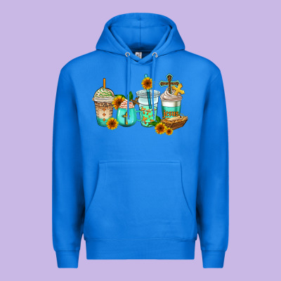 Jesus Coffee Cups Premium Hoodie Designed By Adodesignshop