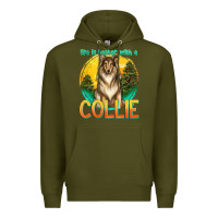Army Green life is better with a collie Premium Hoodie - texasbilliewilder