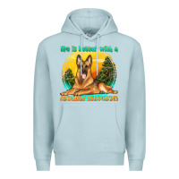 Blue Mist life is better with a german shepherd Premium Hoodie - texasbilliewilder