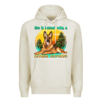 Oatmeal Heather life is better with a german shepherd Premium Hoodie - texasbilliewilder