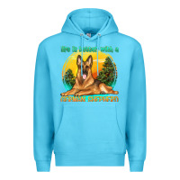 Ocean Blue life is better with a german shepherd Premium Hoodie - texasbilliewilder