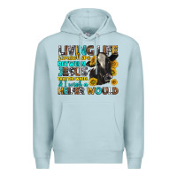 Blue Mist living life somewhere between jesus Premium Hoodie - texasbilliewilder