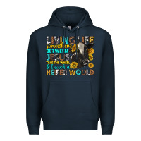 Navy living life somewhere between jesus Premium Hoodie - texasbilliewilder