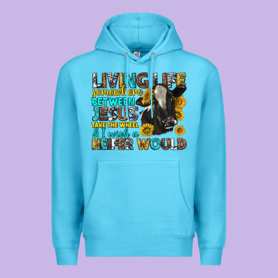 Premium Hoodie living life somewhere between jesus