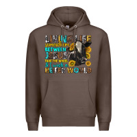 Coffee living life somewhere between jesus Premium Hoodie - texasbilliewilder