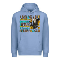 Colony Blue living life somewhere between jesus Premium Hoodie - texasbilliewilder