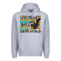 Heather Grey living life somewhere between jesus Premium Hoodie - texasbilliewilder