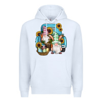 White Easter Gnomes Egg Sunflowers Truck Premium Hoodie - RanaPortraitStore