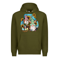 Army Green Easter Gnomes Egg Sunflowers Truck Premium Hoodie - RanaPortraitStore