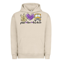 Pigment French Oak peace love bus driver Urban Hoodie - MaliasSmallBusiness
