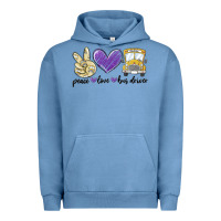 Pigment Pebble Blue peace love bus driver Urban Hoodie - MaliasSmallBusiness