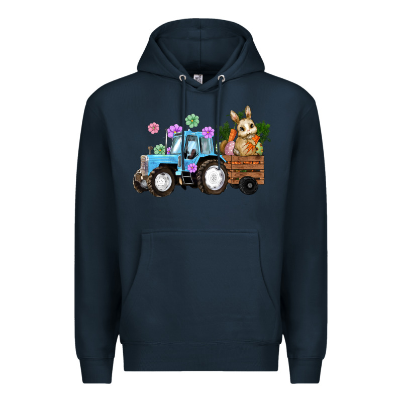Happy Easter Tractor With Bunny Flowers And Carrot Premium Hoodie by RanaPortraitStore | Teevron