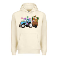 Sandshell Happy Easter Tractor with Bunny Flowers and Carrot Premium Hoodie - RanaPortraitStore