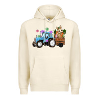 Tofu Happy Easter Tractor with Bunny Flowers and Carrot Premium Hoodie - RanaPortraitStore