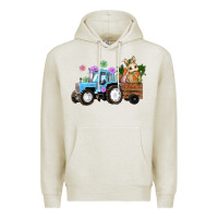 Oatmeal Heather Happy Easter Tractor with Bunny Flowers and Carrot Premium Hoodie - RanaPortraitStore
