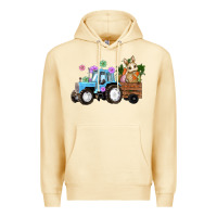 Pina Colada Happy Easter Tractor with Bunny Flowers and Carrot Premium Hoodie - RanaPortraitStore
