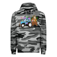 Slate Camo Happy Easter Tractor with Bunny Flowers and Carrot Premium Hoodie - RanaPortraitStore