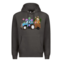 Smoke Happy Easter Tractor with Bunny Flowers and Carrot Premium Hoodie - RanaPortraitStore