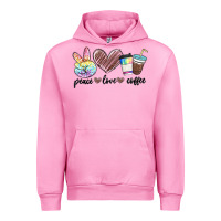 Fuchsia Pink peace love coffee Urban Hoodie - MaliasSmallBusiness
