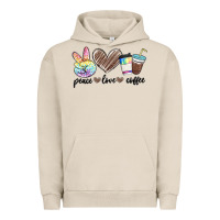 Pigment French Oak peace love coffee Urban Hoodie - MaliasSmallBusiness