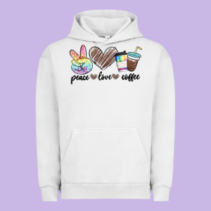 Peace Love Coffee Urban Hoodie Designed By Maliassmallbusiness