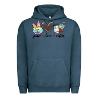 Pigment Midnight Navy peace love coffee Urban Hoodie - MaliasSmallBusiness