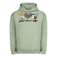Pigment Oil Green peace love coffee Urban Hoodie - MaliasSmallBusiness