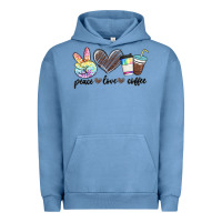 Pigment Pebble Blue peace love coffee Urban Hoodie - MaliasSmallBusiness