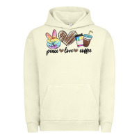 Pigment Pistachio peace love coffee Urban Hoodie - MaliasSmallBusiness