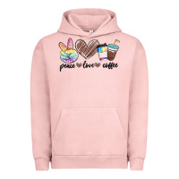 Pigment Salmon peace love coffee Urban Hoodie - MaliasSmallBusiness