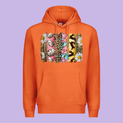 Premium Hoodie Easter Brushstroke With Quail Eggs Daisy And Bunny