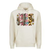 Oatmeal Heather Easter Brushstroke With Quail Eggs Daisy And Bunny Premium Hoodie - RanaPortraitStore