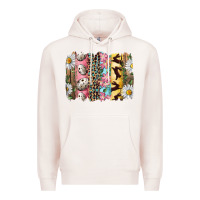 Pale Pink Easter Brushstroke With Quail Eggs Daisy And Bunny Premium Hoodie - RanaPortraitStore