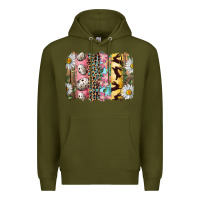 Army Green Easter Brushstroke With Quail Eggs Daisy And Bunny Premium Hoodie - RanaPortraitStore