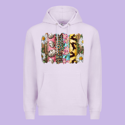 Premium Hoodie Easter Brushstroke With Quail Eggs Daisy And Bunny