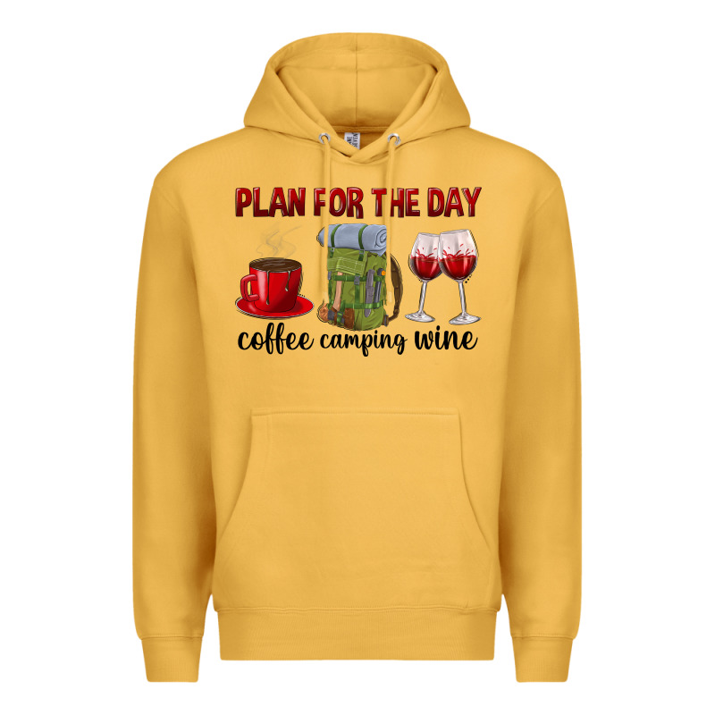 Plan For The Day Coffee Camping Wine Premium Hoodie by texasbilliewilder | Teevron