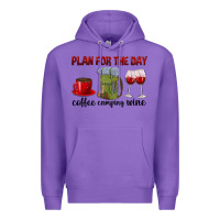 Purple Plan for the day coffee camping wine Premium Hoodie - texasbilliewilder