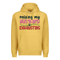 Antique Gold Raising my husband is exhausting Premium Hoodie - texasbilliewilder
