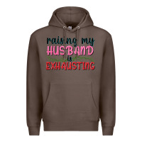 Coffee Raising my husband is exhausting Premium Hoodie - texasbilliewilder