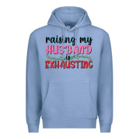 Colony Blue Raising my husband is exhausting Premium Hoodie - texasbilliewilder