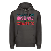 Smoke Raising my husband is exhausting Premium Hoodie - texasbilliewilder