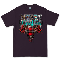 Plum merry christmas bull skull Premium Tee - CowhideDigitalArt