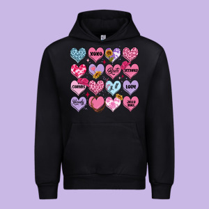 Valentines Candy Hearts Urban Hoodie Designed By Maliassmallbusiness