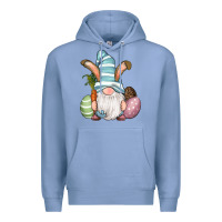 Colony Blue Easter Bunny Gnomes with Egg and Carrot Premium Hoodie - RanaPortraitStore