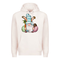 Pale Pink Easter Bunny Gnomes with Egg and Carrot Premium Hoodie - RanaPortraitStore