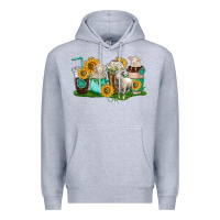 Heather Grey Sheep coffee cups Premium Hoodie - texasbilliewilder