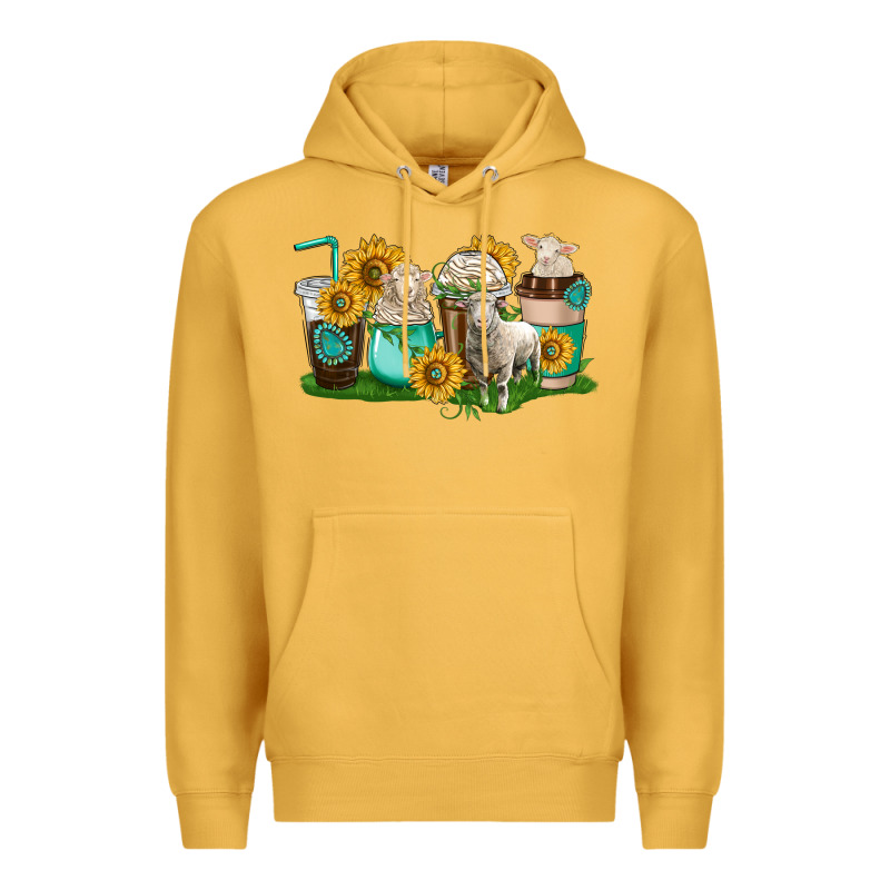 Sheep Coffee Cups Premium Hoodie by texasbilliewilder | Teevron